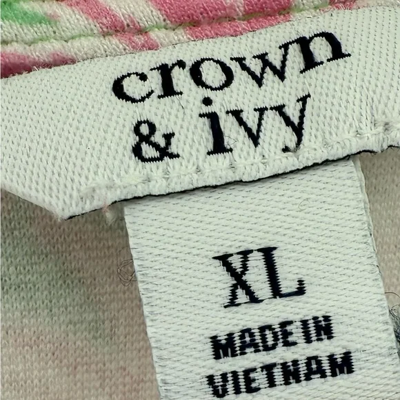 🍍Crown & Ivy Tropical Pink and Green scallop pineapple Dress XL - Picture 2 of 5